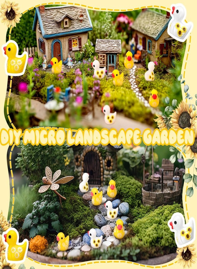 Yuntau 100 Pcs Mini Resin Sunflower Ducks Autumn Duck Figurines Bulk Tiny to Hide and Seek Duck Miniatures Micro Aquarium Garden Landscape Decoration for Fall Sunflower Party Favors - Image 4